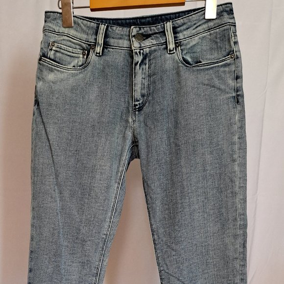 PRADA women JEAN Sz 26 (27-28W) CONTOUR FIT LOW-RISE washed blue DESIGNER LUXURY - Picture 1 of 14